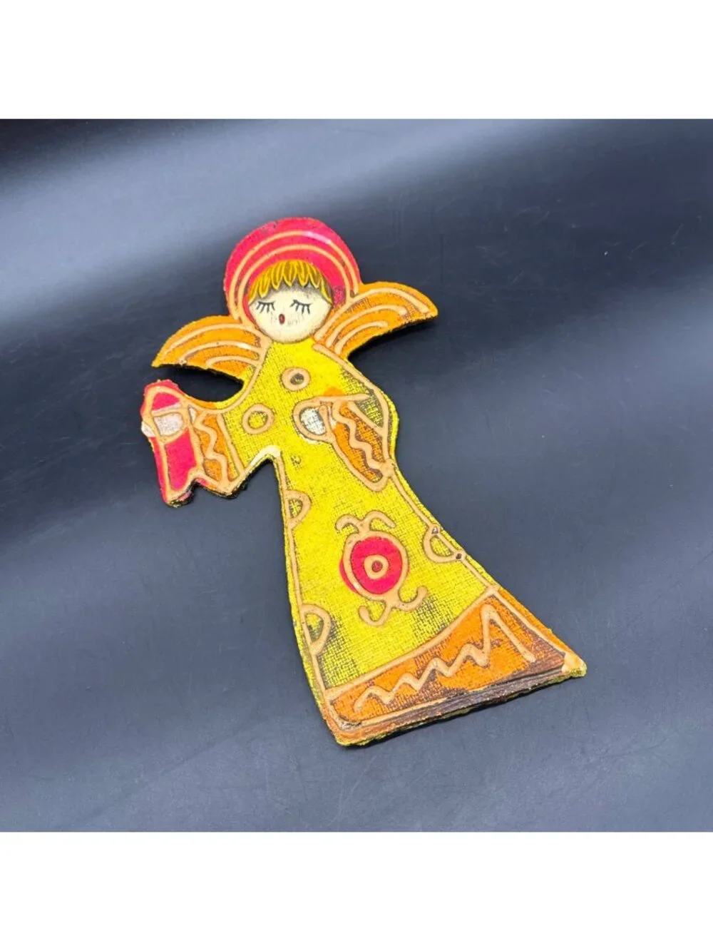 Vintage Christmas Ornament 1960s MCM Retro Psychedelic Angel Dayglo Japan Retro